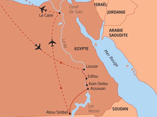 carte de votre circuits croisi&egrave;re de n&eacute;fertiti et cl&eacute;op&acirc;tre