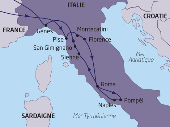 carte de votre autocars les plus belles villes d'italie