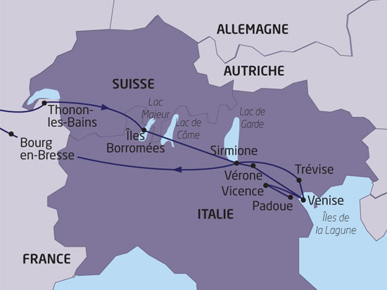 carte de votre autocars venise et la vénétie