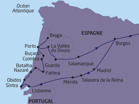 carte de votre autocars les trésors du portugal