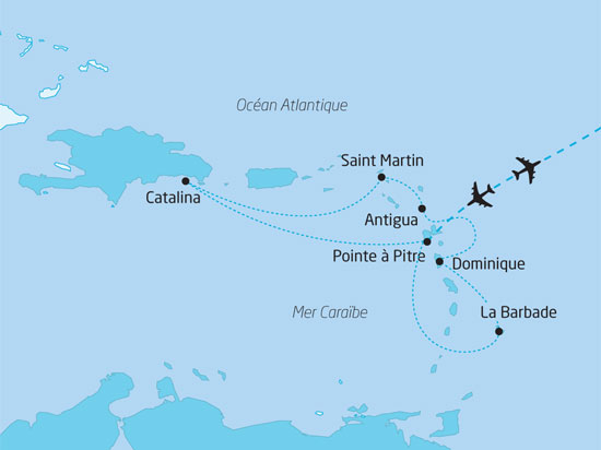 carte de votre croisières couleurs des caraïbes