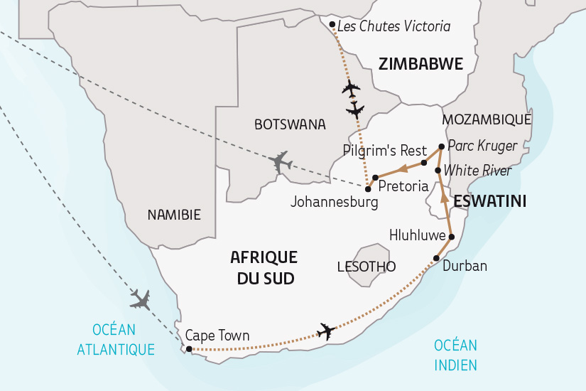 carte Afrique du Sud du Cap de Bonne Esperance aux Chutes Victoria SH 2023_414 433118