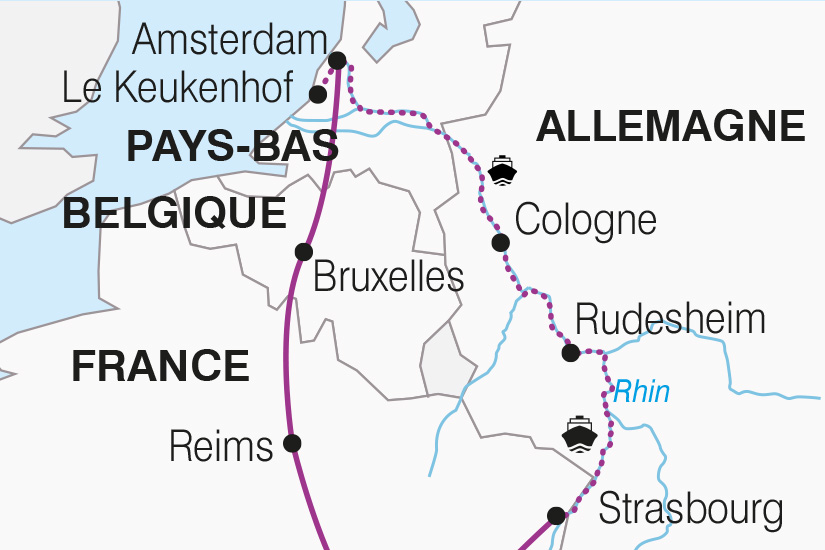 carte France Allemagne Pays Bas Belgique Croisiere sur le Rhin SH Sud_407 805847