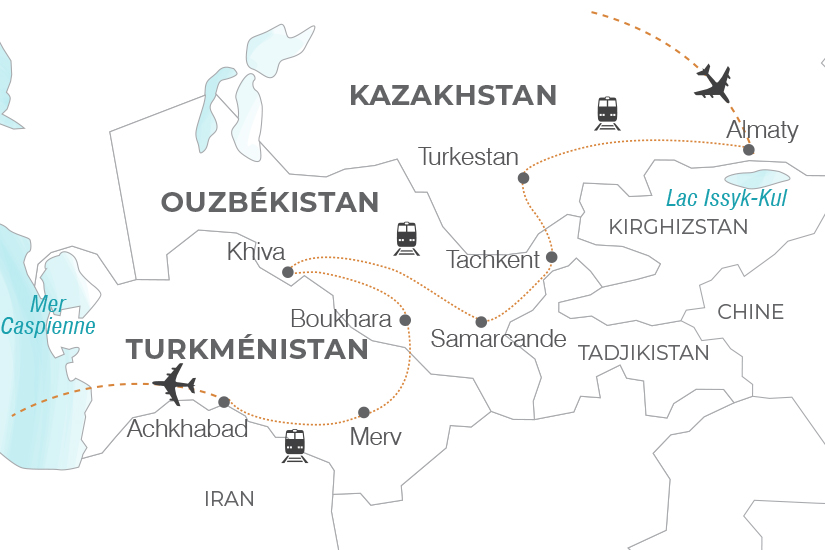 carte L Asie centrale a bord du train Registan Pouchkine Tours 20_340 704985
