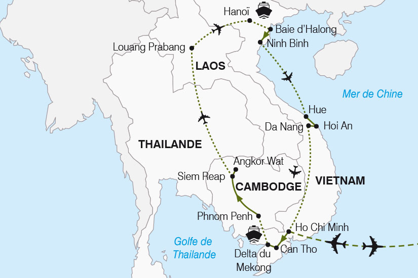 carte Vietnam Cambodge Laos Le Grand Tour de l ancienne Indochine Francaise SH 2023_411 876234