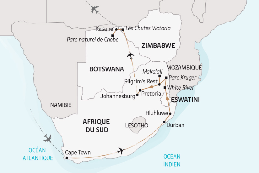 Afrique du Sud - Botswana - Swaziland - Eswatini - Zimbabwe - Circuit Premium - Afrique Australe, du Cap et Hermanus aux Chutes Victoria