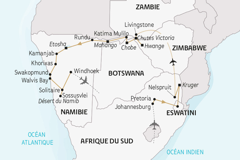 Afrique du Sud - Namibie - Swaziland - Eswatini - Zambie - Zimbabwe - Circuit La Grande Traversée de l'Afrique Australe
