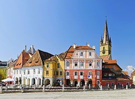 Roumanie maisons colorées de la ville de Sibiu