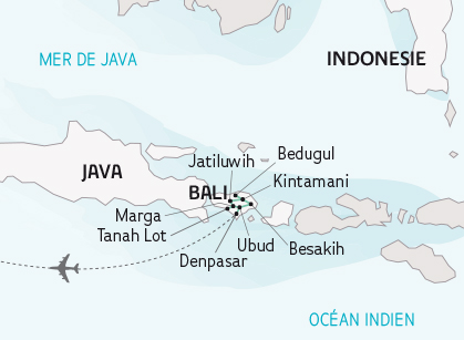 Circuit en Indonésie en groupe - Carte des étapes