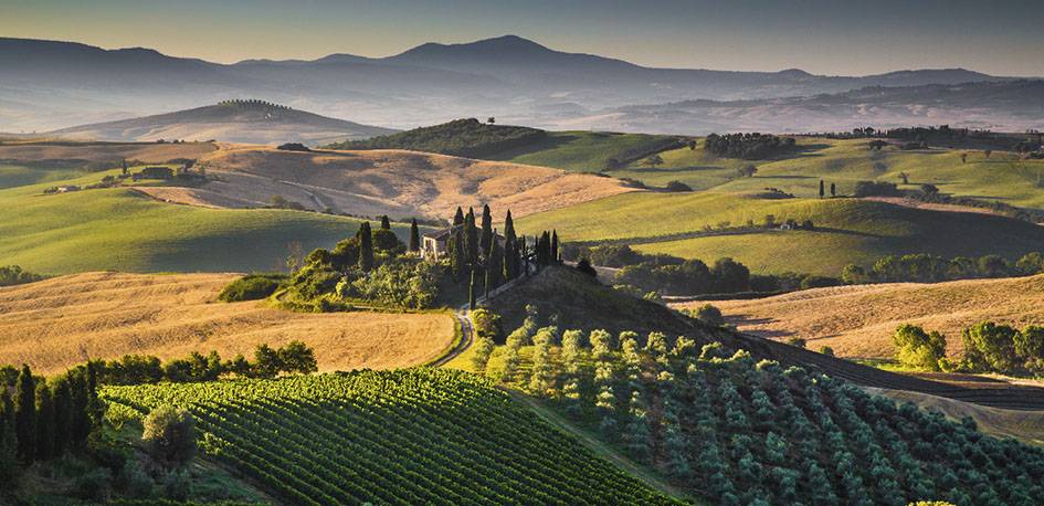 Italie paysage vallonné de Toscane