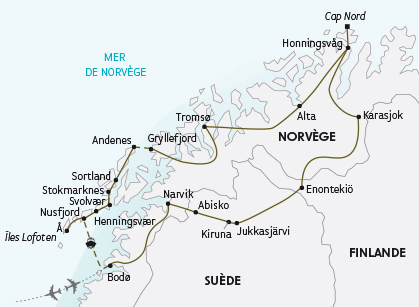 Découverte des îles Lofoten et du Cap Nord - Carte