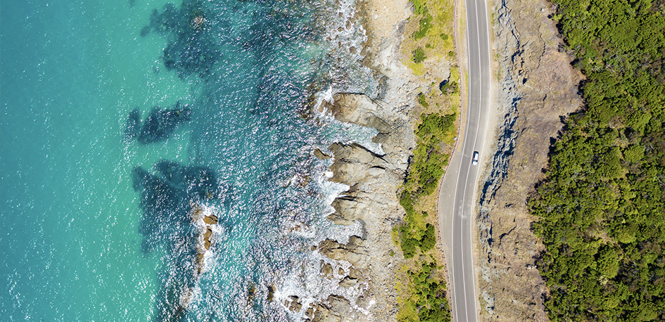 Vue aérienne d'Ocean Road en Australie