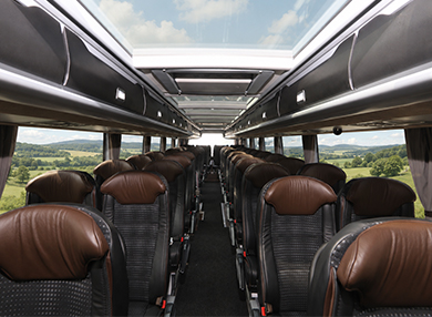 Vue de l'intérieur de l'autcar Van Hool Astromega