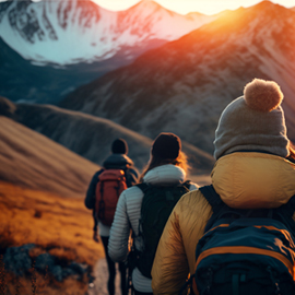 Groupe de randonneurs en montagne