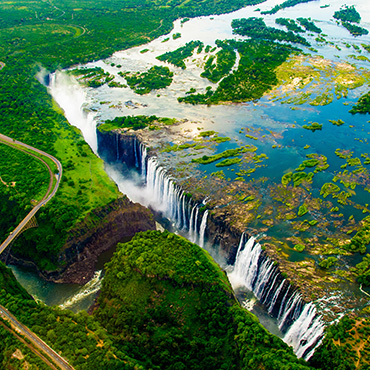 Vue sur les chutes Victoria sur le Zambèze